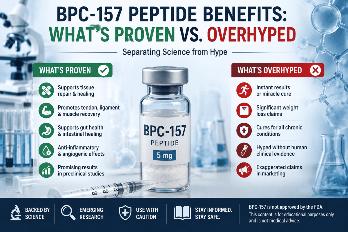BPC-157 Peptide Benefits: What's Proven vs. Overhyped BPC-157 Peptide Benefits